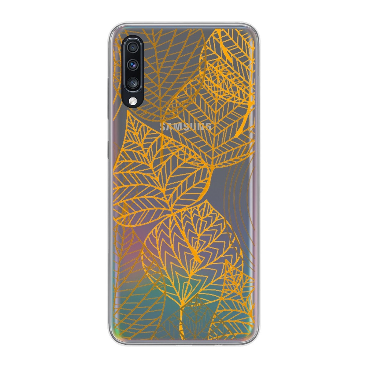 Funda Gel Transparente para Samsung Galaxy A70 diseño Hojas Dibujos