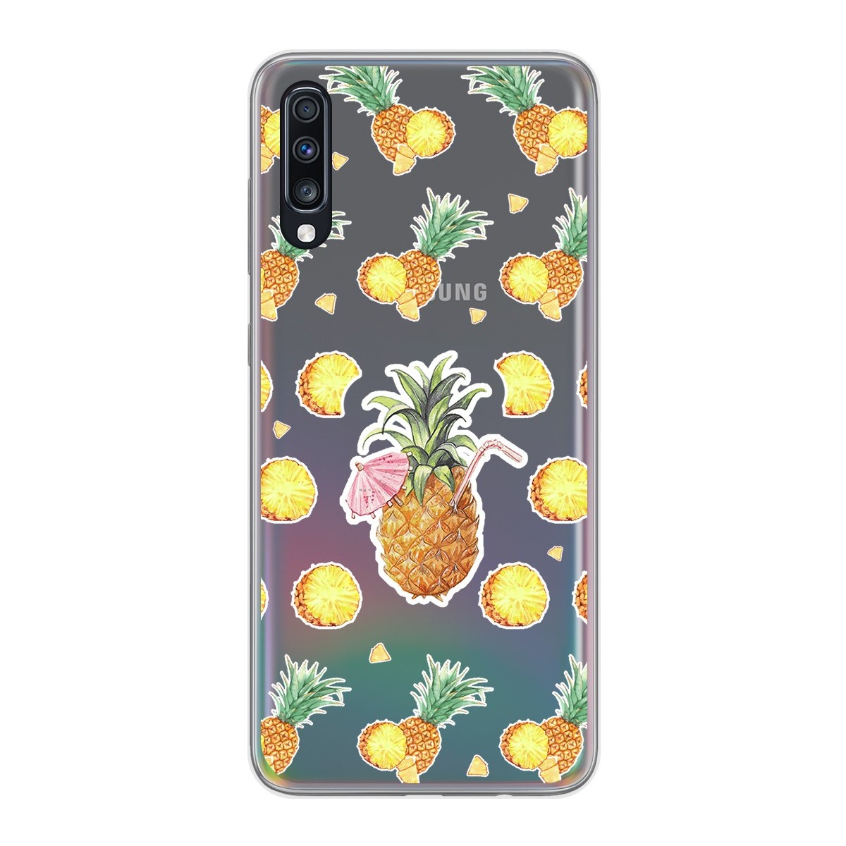 Funda Gel Transparente para Samsung Galaxy A70 diseño Piña Dibujos