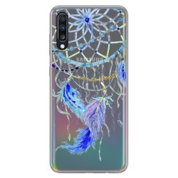 Funda Gel Transparente para Samsung Galaxy A70 diseño Plumas Dibujos