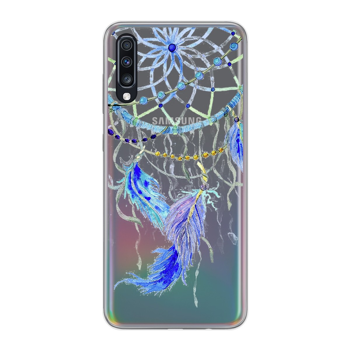 Funda Gel Transparente para Samsung Galaxy A70 diseño Plumas Dibujos