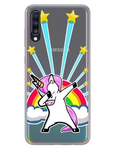 Funda Gel Transparente para Samsung Galaxy A70 diseño Unicornio Dibujos