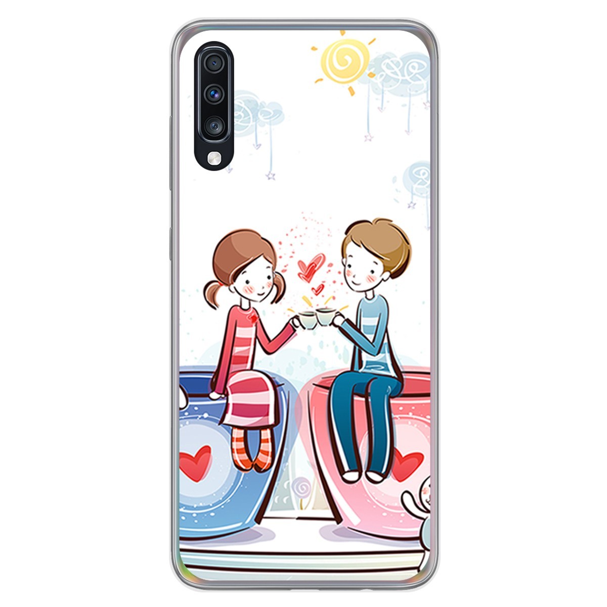 Funda Gel Tpu para Samsung Galaxy A70 diseño Café Dibujos
