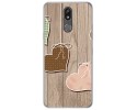 Funda Gel Tpu para Lg K40 diseño Corazones Madera Dibujos
