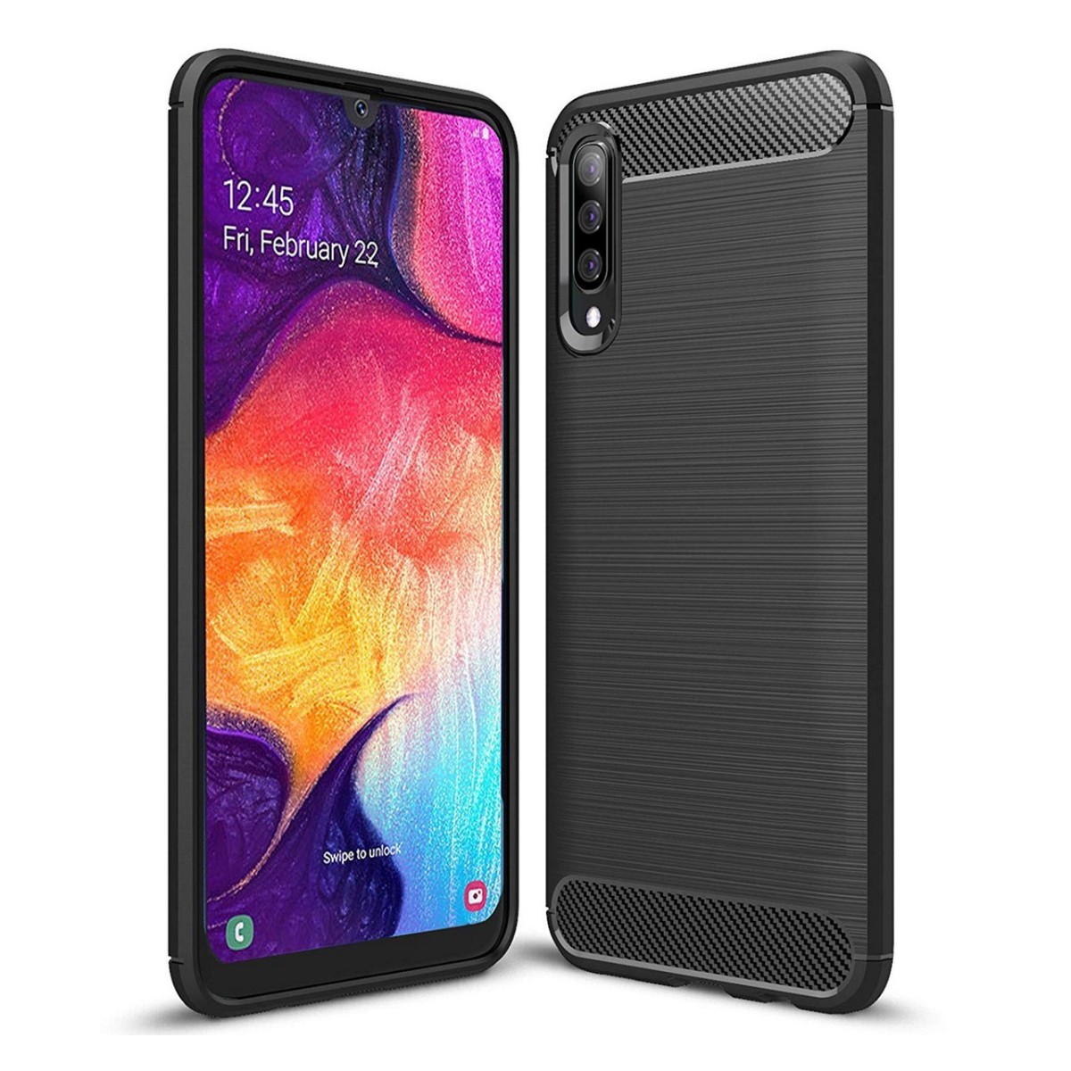 Funda Gel Tpu Tipo Carbon Negra para Samsung Galaxy A70