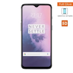 Protector Cristal Templado Completo 5D Full Glue Negro para Oneplus 7 Vidrio 2