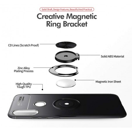 Funda Magnetica Soporte con Anillo Giratorio 360 para Xiaomi Redmi Note 7 Roja