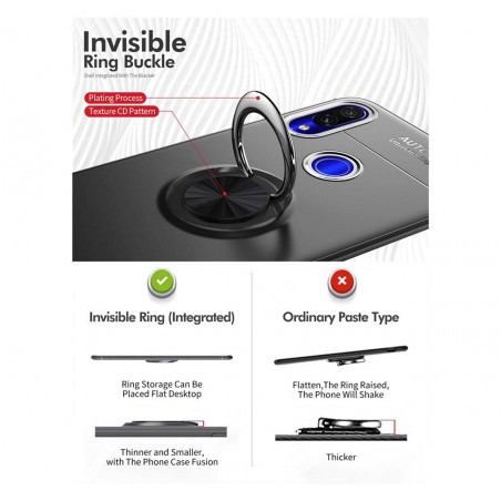 Funda Magnetica Soporte con Anillo Giratorio 360 para Xiaomi Redmi Note 7 Negra