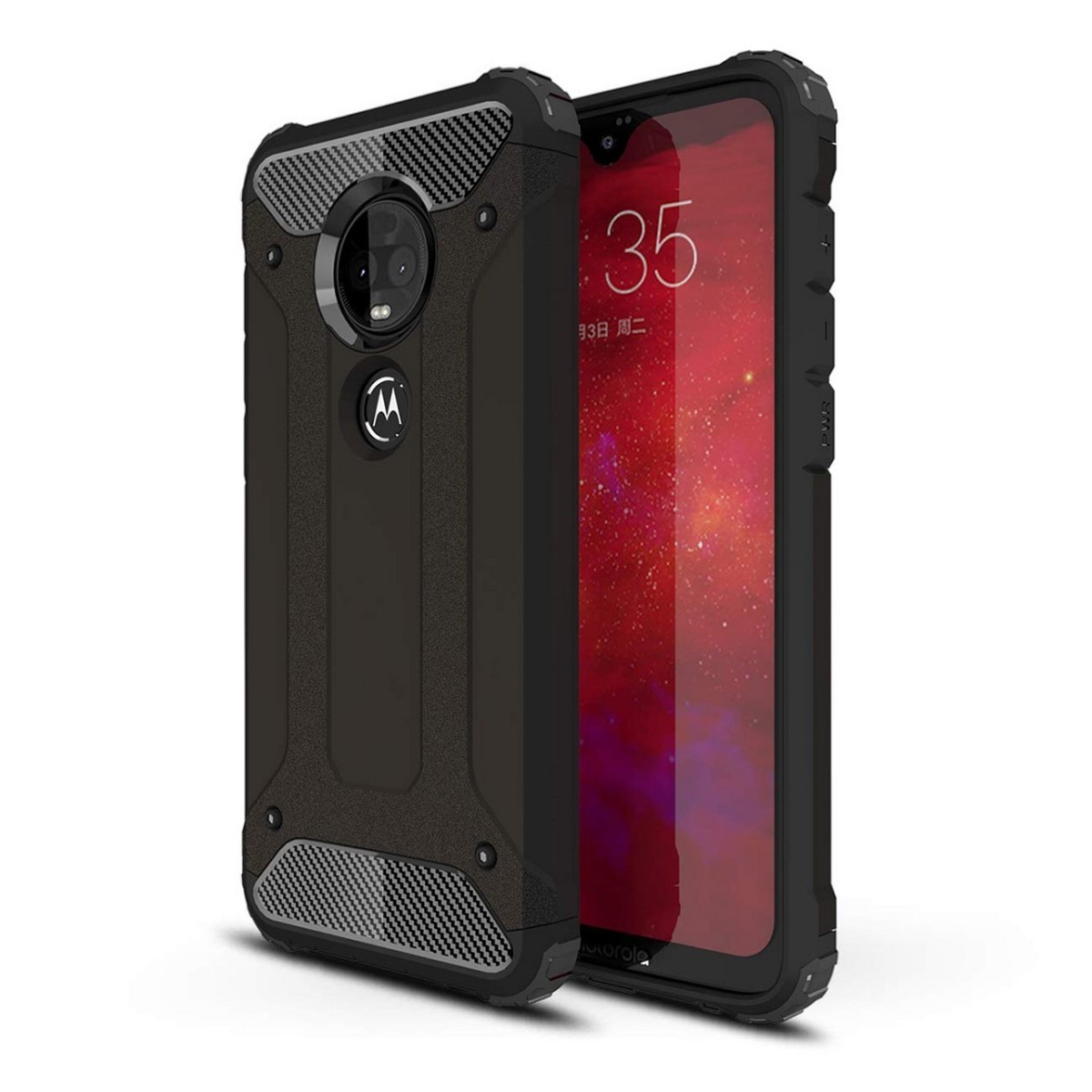 Funda Tipo Hybrid Tough Armor (Pc+Tpu) Negra para Motorola Moto G7 / G7 Plus