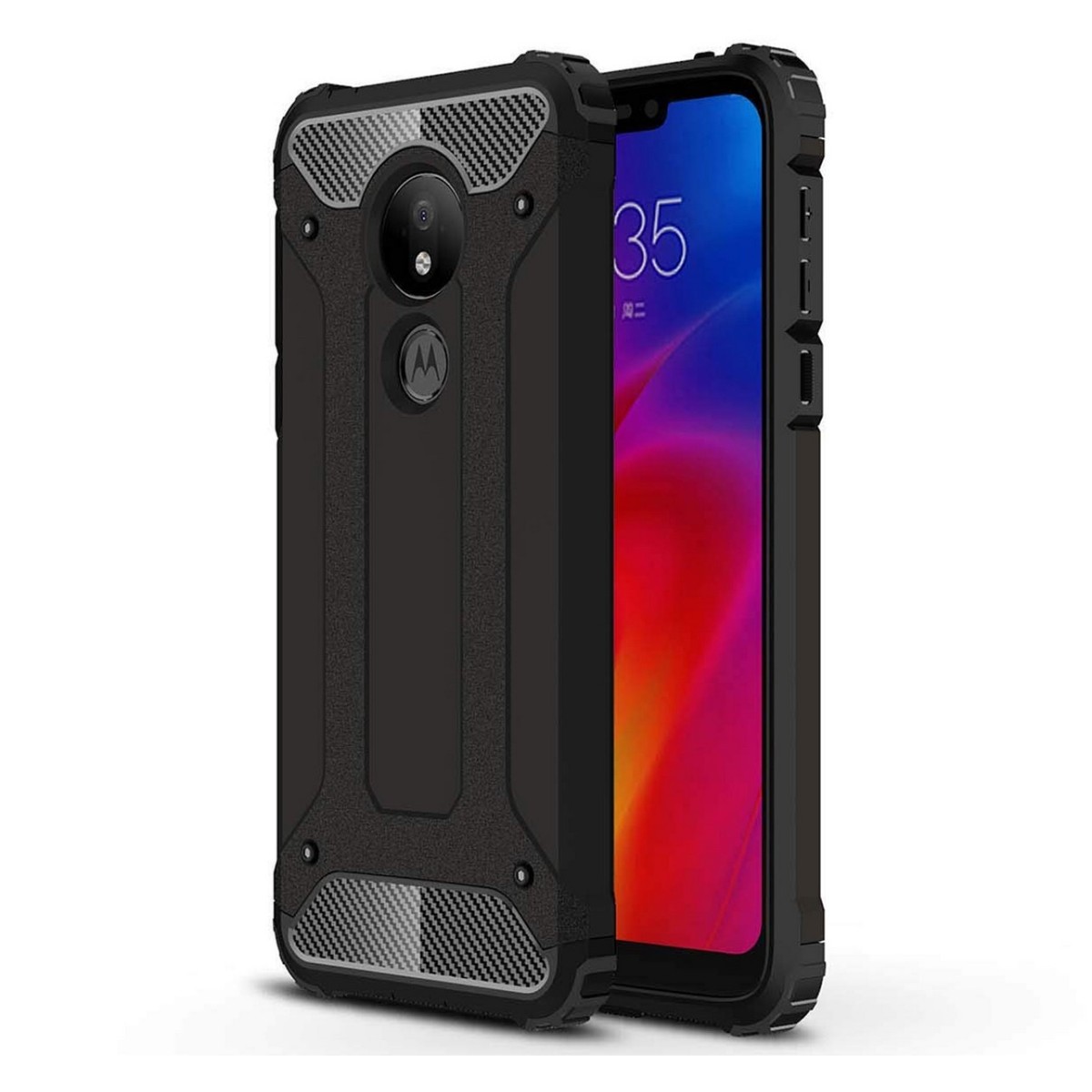 Funda Tipo Hybrid Tough Armor (Pc+Tpu) Negra para Motorola Moto G7 Power