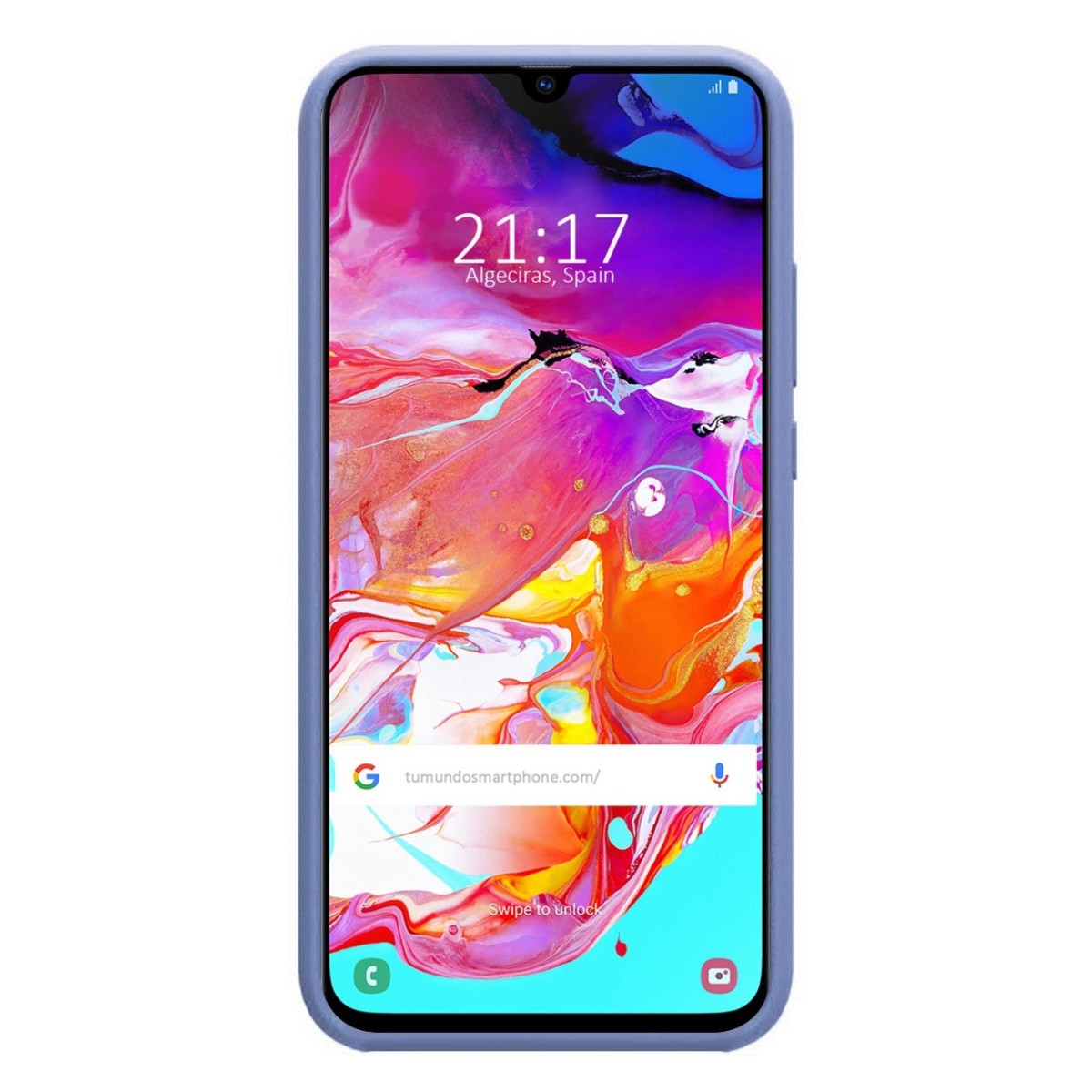 Funda Silicona Líquida Ultra Suave para Samsung Galaxy A70 color Azul Celeste