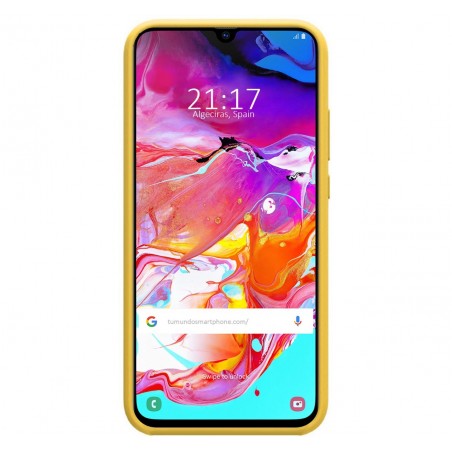 Funda Silicona Líquida Ultra Suave para Samsung Galaxy A70 color Amarilla