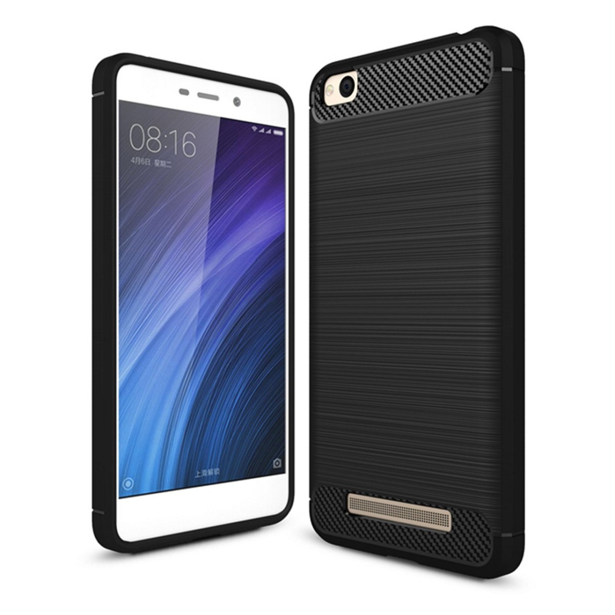 Funda Gel Tpu Tipo Carbon Negra para Xiaomi Redmi 4A