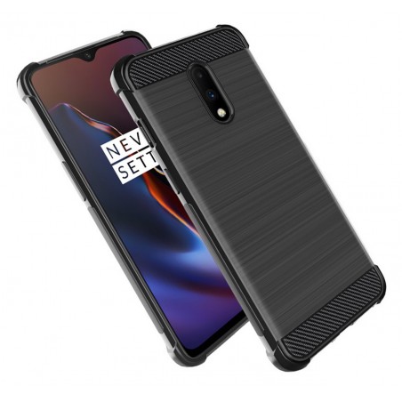 Funda Gel Tpu Anti-Shock Carbon Negra para Oneplus 7
