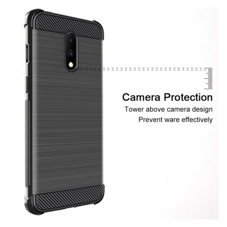 Funda Gel Tpu Anti-Shock Carbon Negra para Oneplus 7