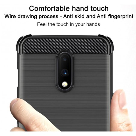Funda Gel Tpu Anti-Shock Carbon Negra para Oneplus 7
