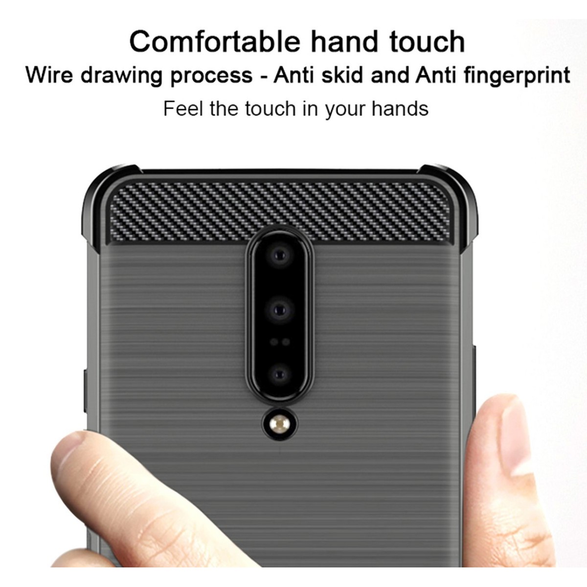 Funda Gel Tpu Anti-Shock Carbon Negra para Oneplus 7 Pro