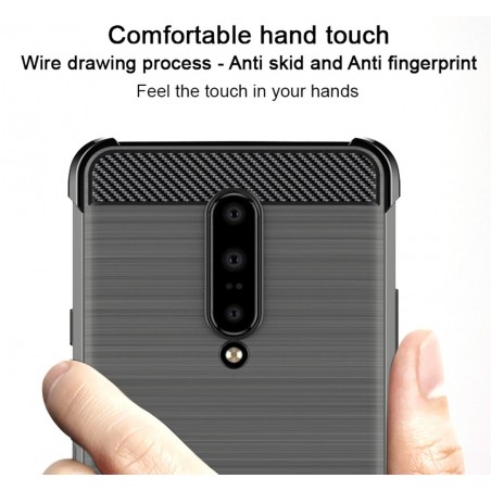 Funda Gel Tpu Anti-Shock Carbon Negra para Oneplus 7 Pro