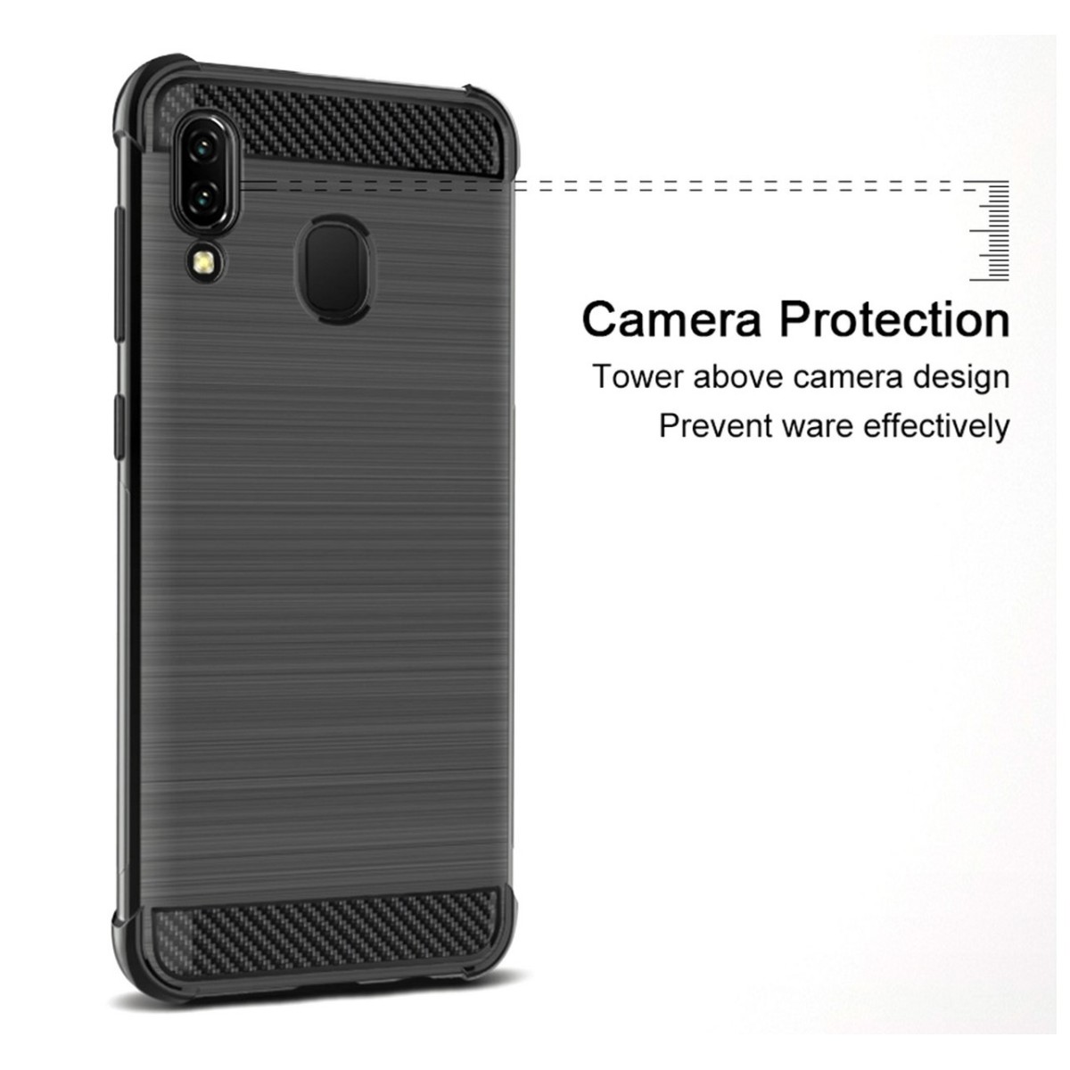 Funda Gel Tpu Anti-Shock Carbon Negra para Samsung Galaxy A20e 5.8