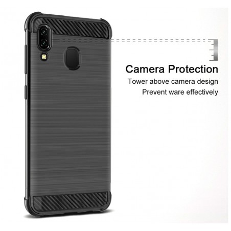 Funda Gel Tpu Anti-Shock Carbon Negra para Samsung Galaxy A20e 5.8