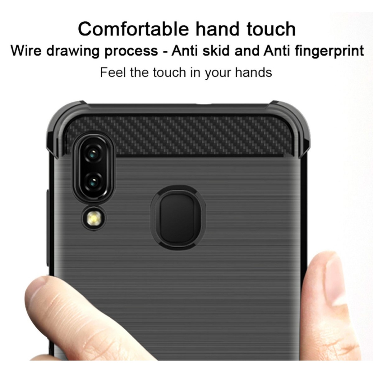 Funda Gel Tpu Anti-Shock Carbon Negra para Samsung Galaxy A20e 5.8