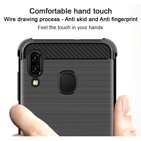 Funda Gel Tpu Anti-Shock Carbon Negra para Samsung Galaxy A20e 5.8