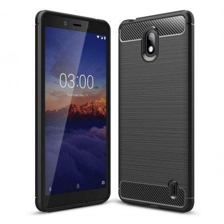 Funda Gel Tpu Tipo Carbon Negra para Nokia 1 Plus