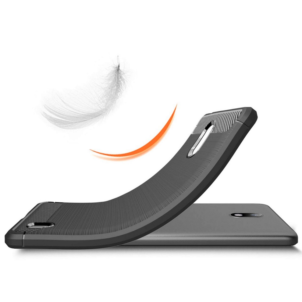 Funda Gel Tpu Tipo Carbon Negra para Nokia 1 Plus