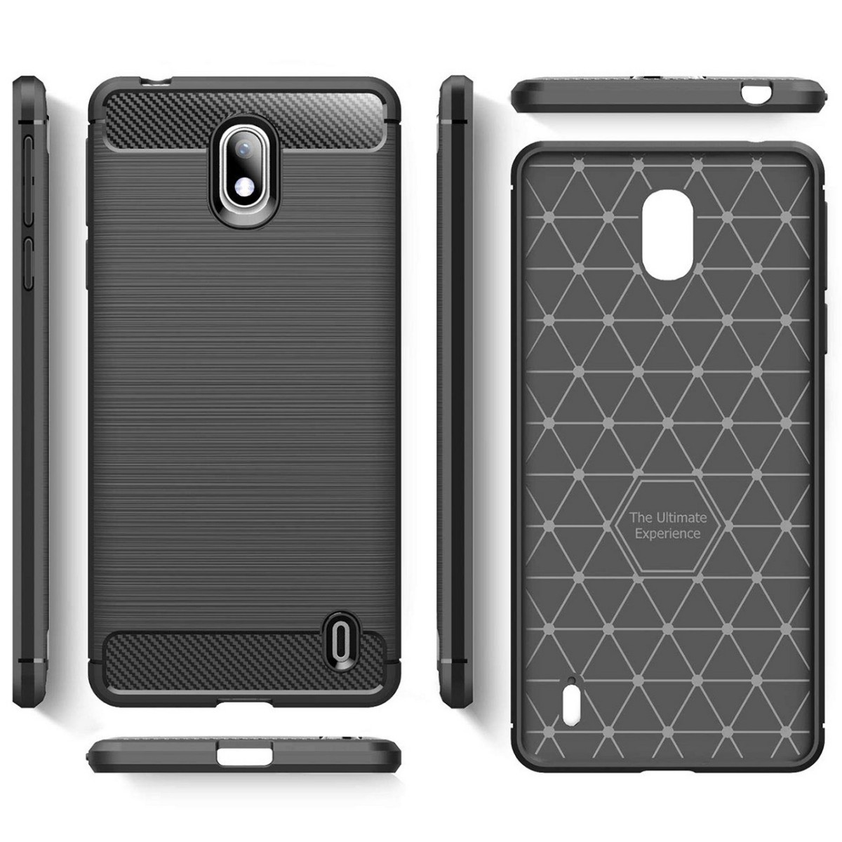 Funda Gel Tpu Tipo Carbon Negra para Nokia 1 Plus