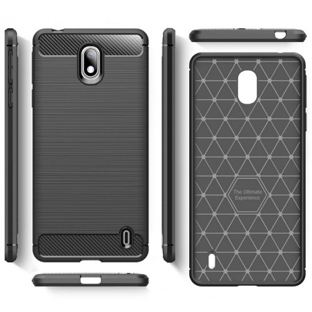 Funda Gel Tpu Tipo Carbon Negra para Nokia 1 Plus