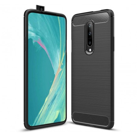 Funda Gel Tpu Tipo Carbon Negra para Oneplus 7 Pro