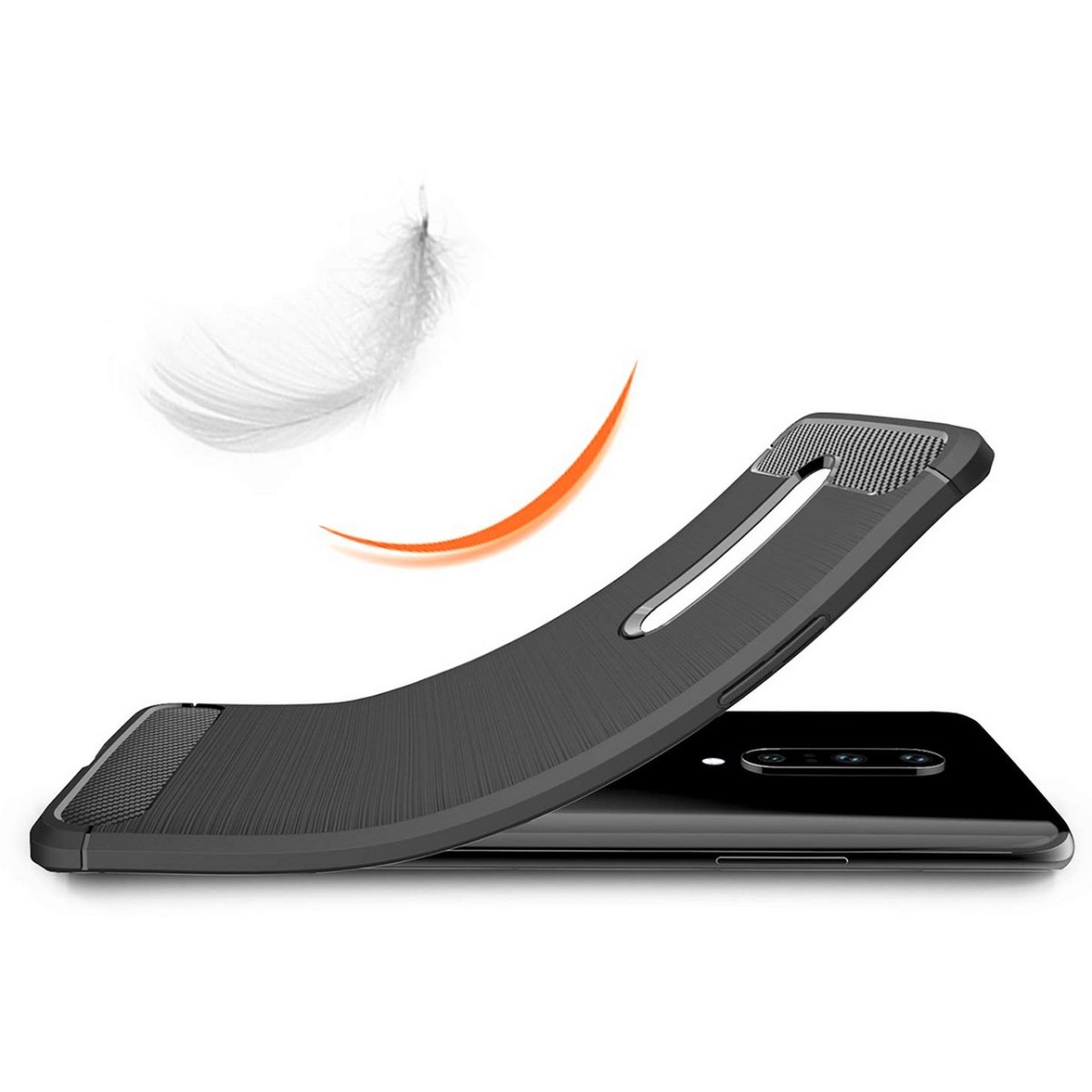 Funda Gel Tpu Tipo Carbon Negra para Oneplus 7 Pro