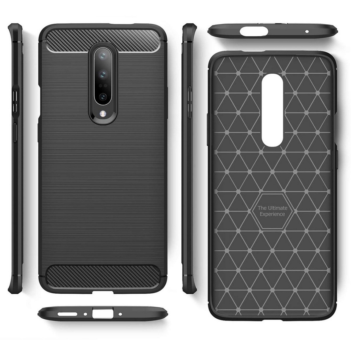 Funda Gel Tpu Tipo Carbon Negra para Oneplus 7 Pro