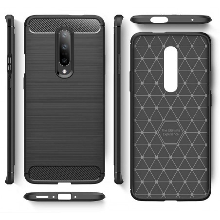 Funda Gel Tpu Tipo Carbon Negra para Oneplus 7 Pro