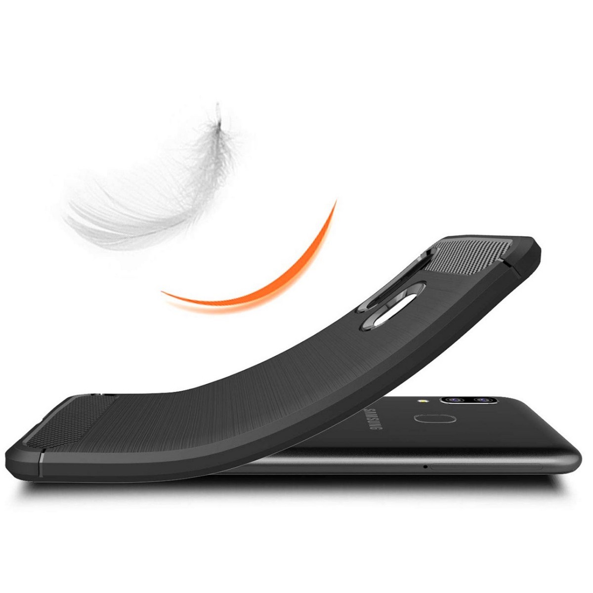 Funda Gel Tpu Tipo Carbon Negra para Samsung Galaxy A20e 5.8