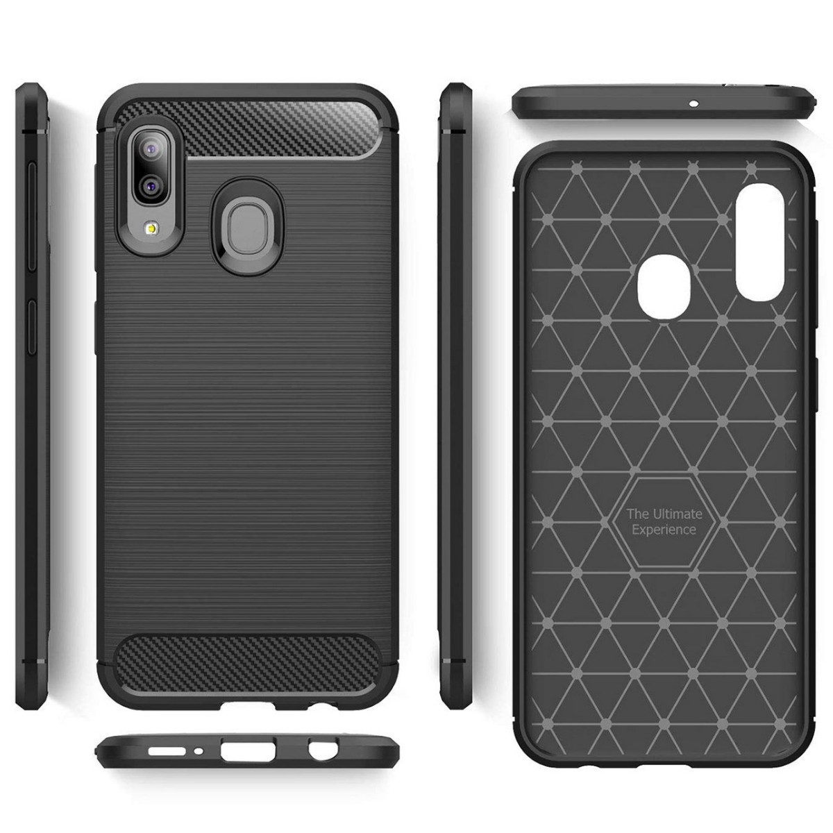 Funda Gel Tpu Tipo Carbon Negra para Samsung Galaxy A20e 5.8