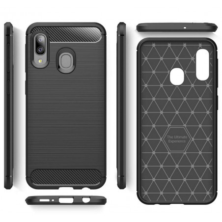 Funda Gel Tpu Tipo Carbon Negra para Samsung Galaxy A20e 5.8