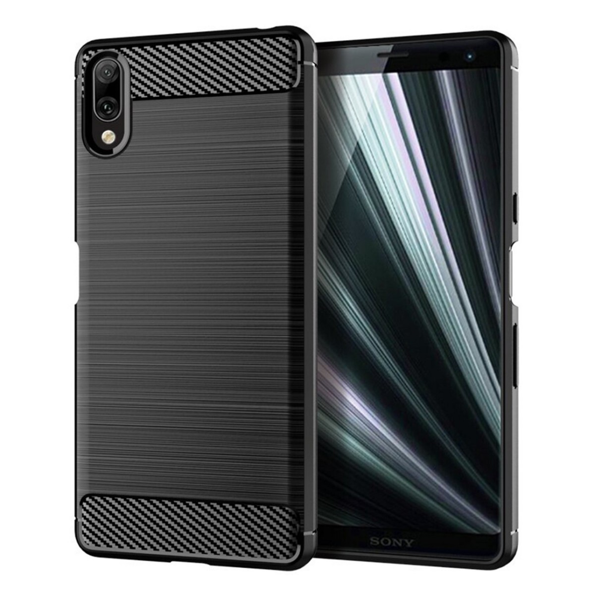 Funda Gel Tpu Tipo Carbon Negra para Sony Xperia L3