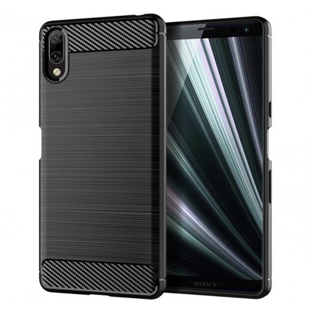 Funda Gel Tpu Tipo Carbon Negra para Sony Xperia L3
