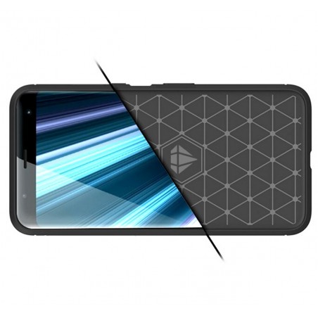 Funda Gel Tpu Tipo Carbon Negra para Sony Xperia L3