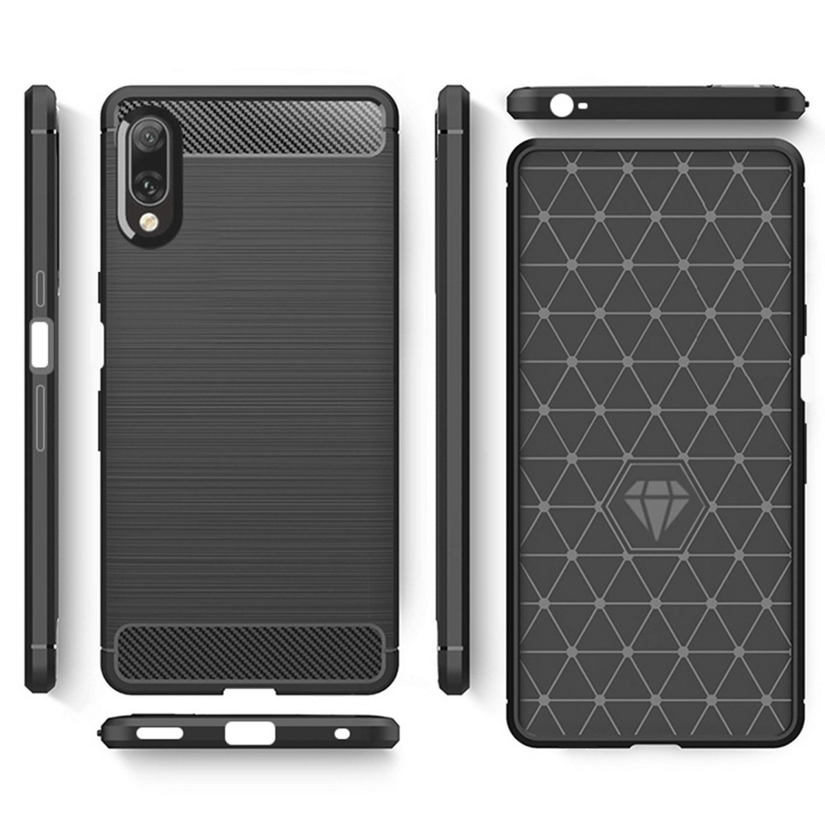 Funda Gel Tpu Tipo Carbon Negra para Sony Xperia L3