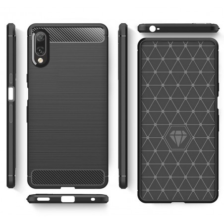 Funda Gel Tpu Tipo Carbon Negra para Sony Xperia L3