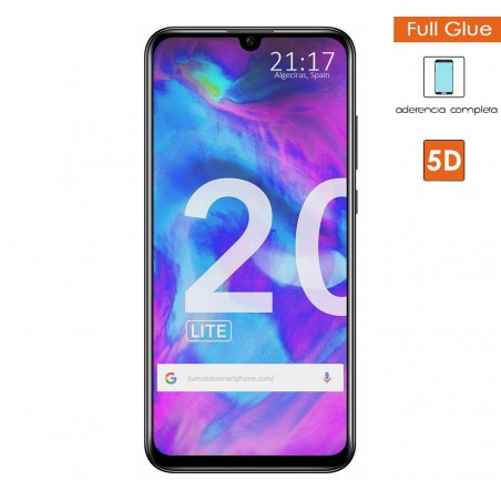 Protector Cristal Templado Completo 5D Full Glue Negro para Huawei Honor 20 Lite Vidrio