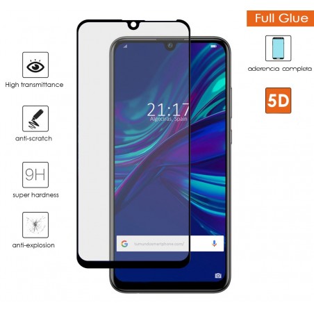 Protector Cristal Templado Completo 5D Full Glue Negro para Huawei P Smart + Plus 2019 Vidrio