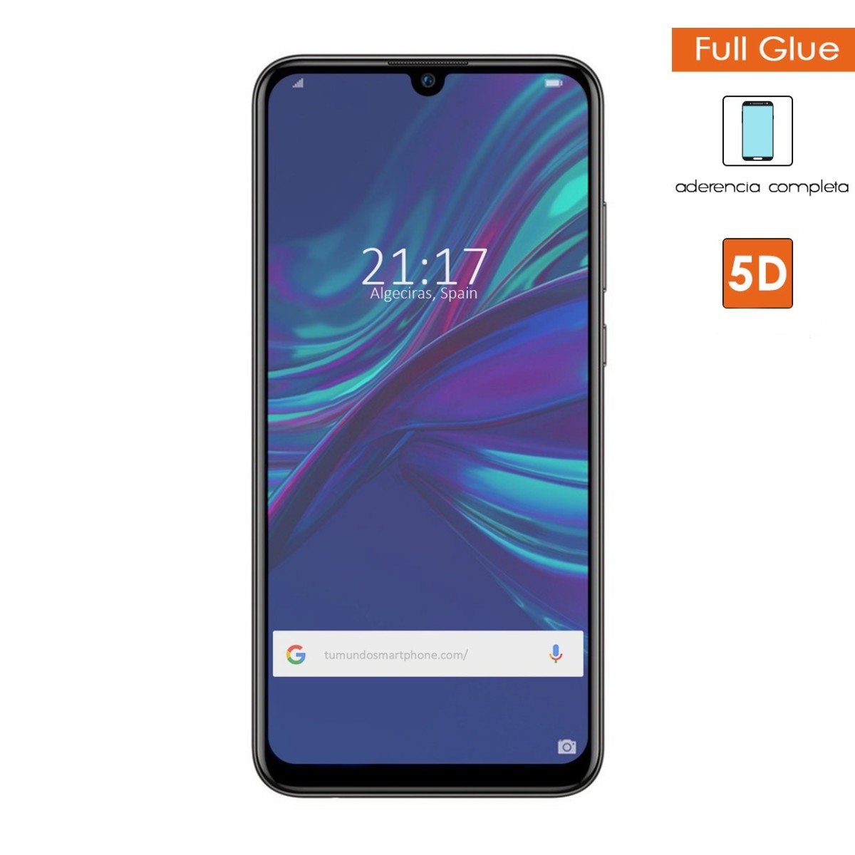 Protector Cristal Templado Completo 5D Full Glue Negro para Huawei P Smart + Plus 2019 Vidrio