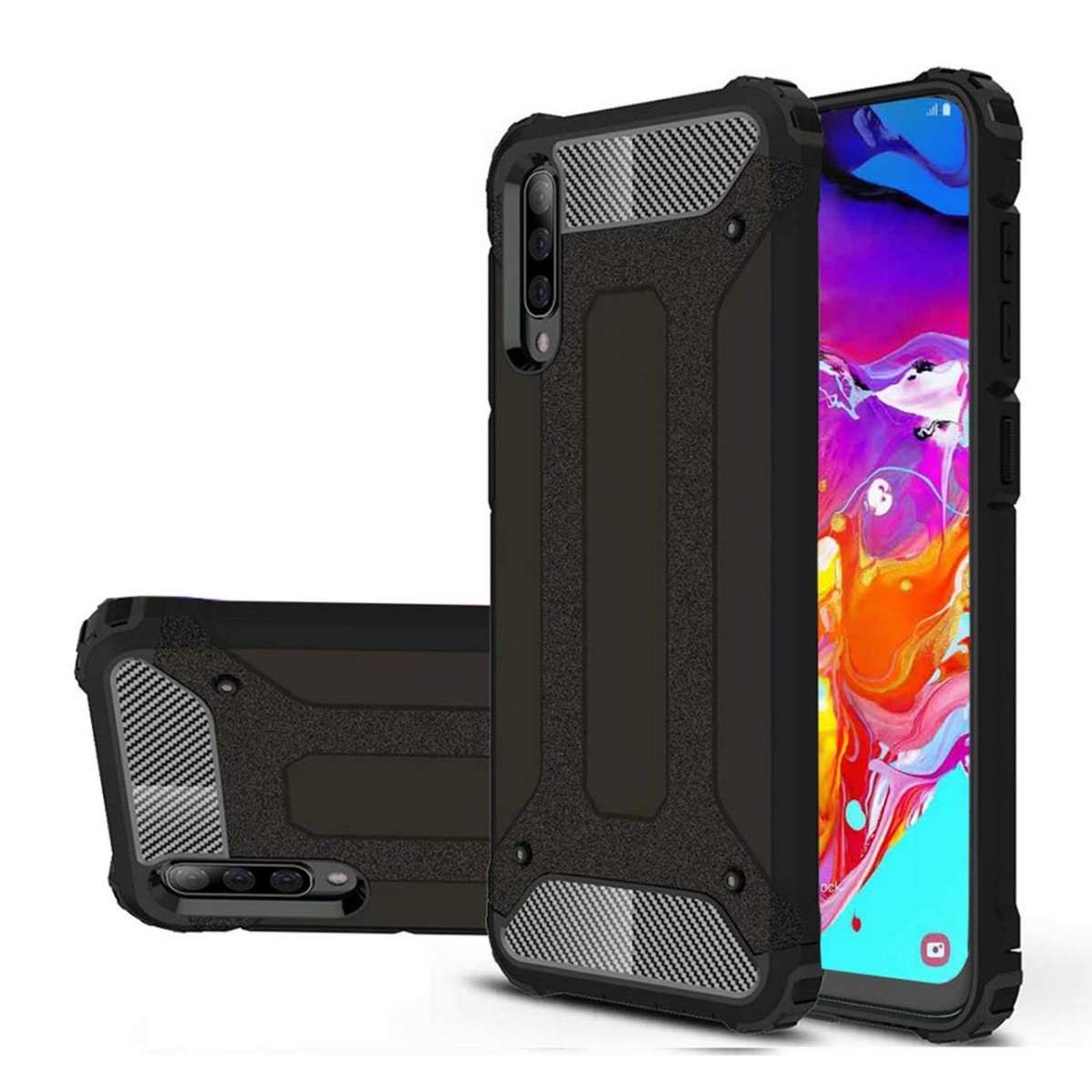Funda Tipo Hybrid Tough Armor (Pc+Tpu) Negra para Samsung Galaxy A70