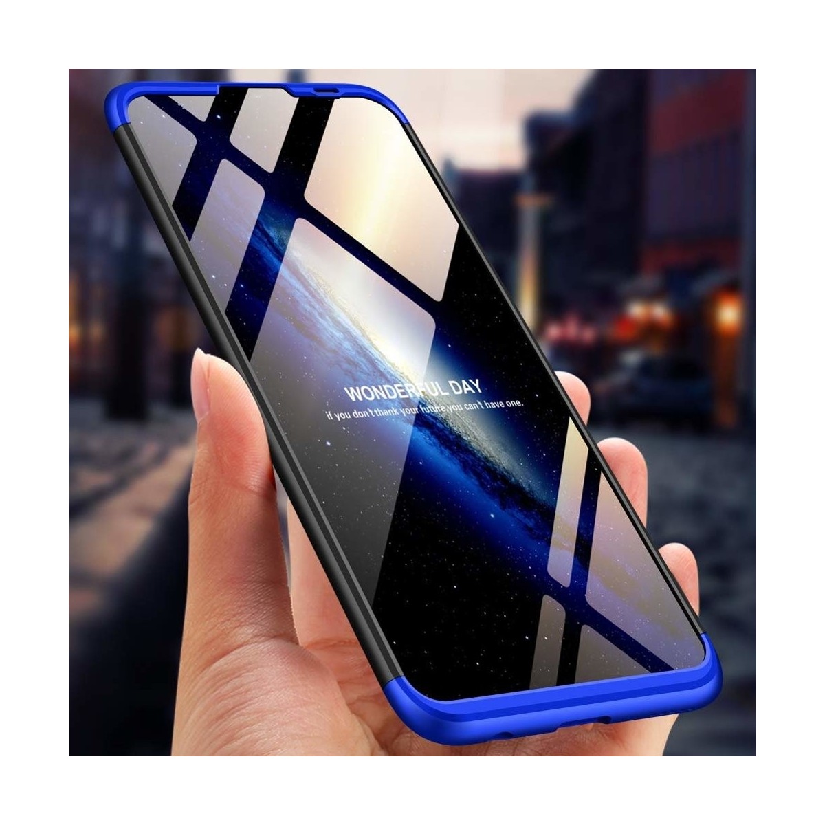 Funda Carcasa GKK 360 para Huawei Y7 2019 Color Negra / Azul