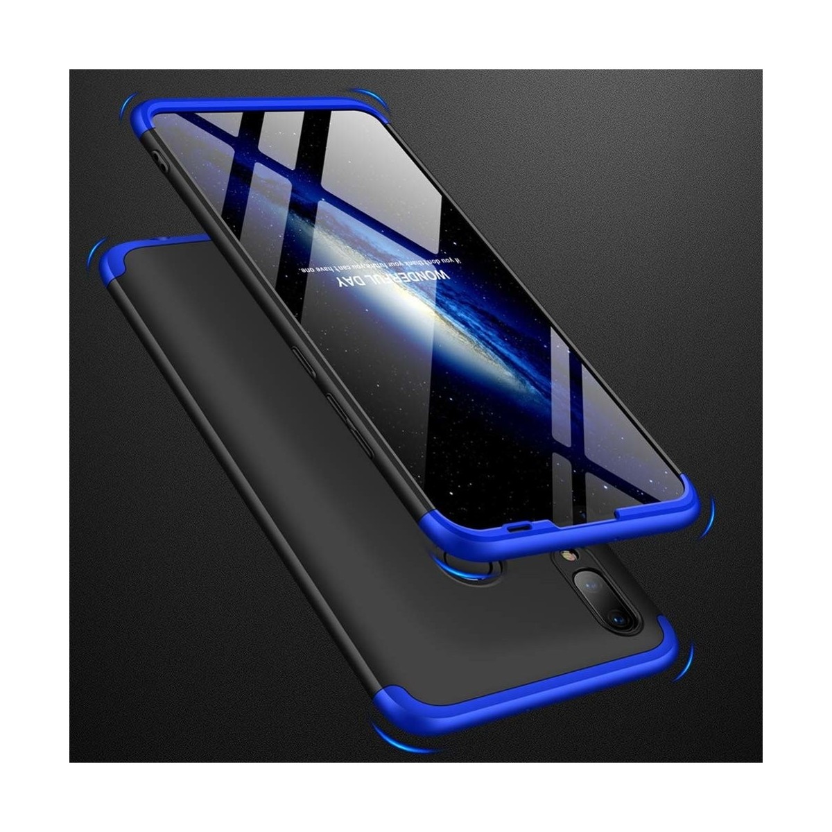 Funda Carcasa GKK 360 para Huawei Y7 2019 Color Negra / Azul