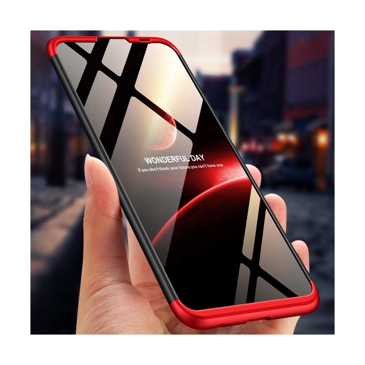 Funda Carcasa GKK 360 para Huawei Y7 2019 Color Negra / Roja