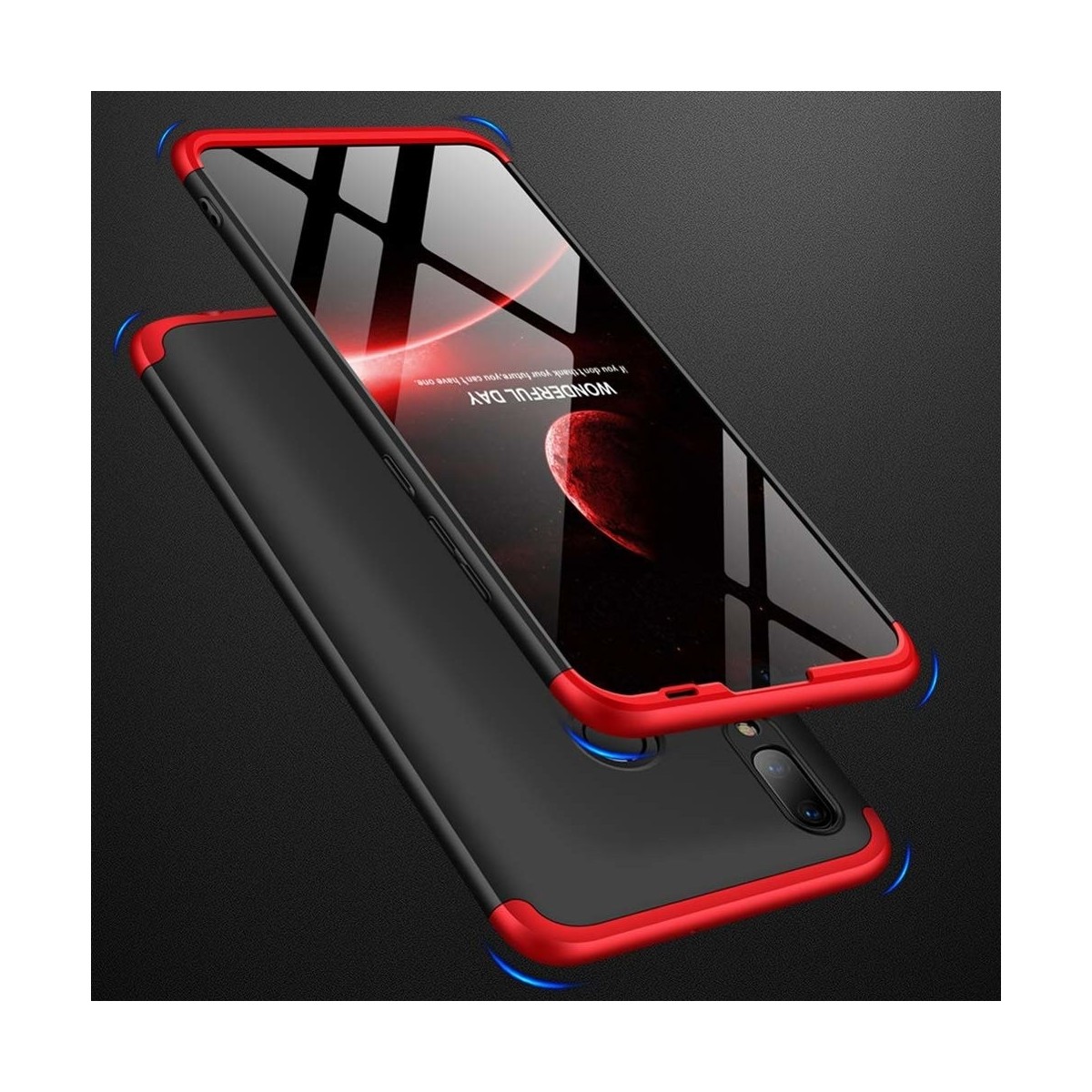 Funda Carcasa GKK 360 para Huawei Y7 2019 Color Negra / Roja