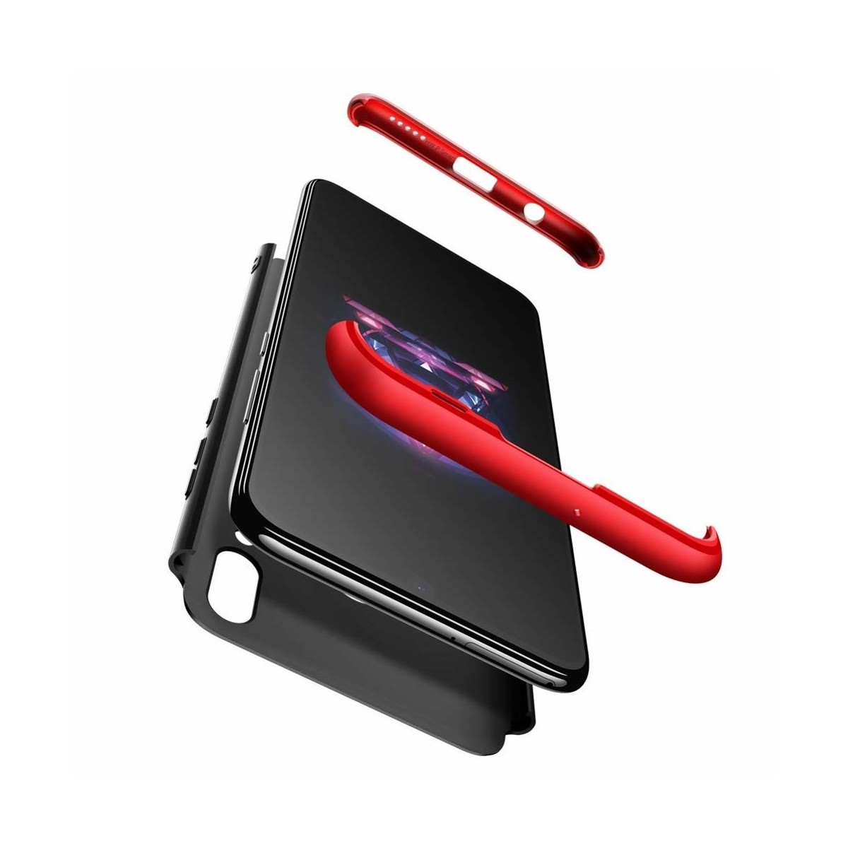 Funda Carcasa GKK 360 para Huawei Y7 2019 Color Negra / Roja